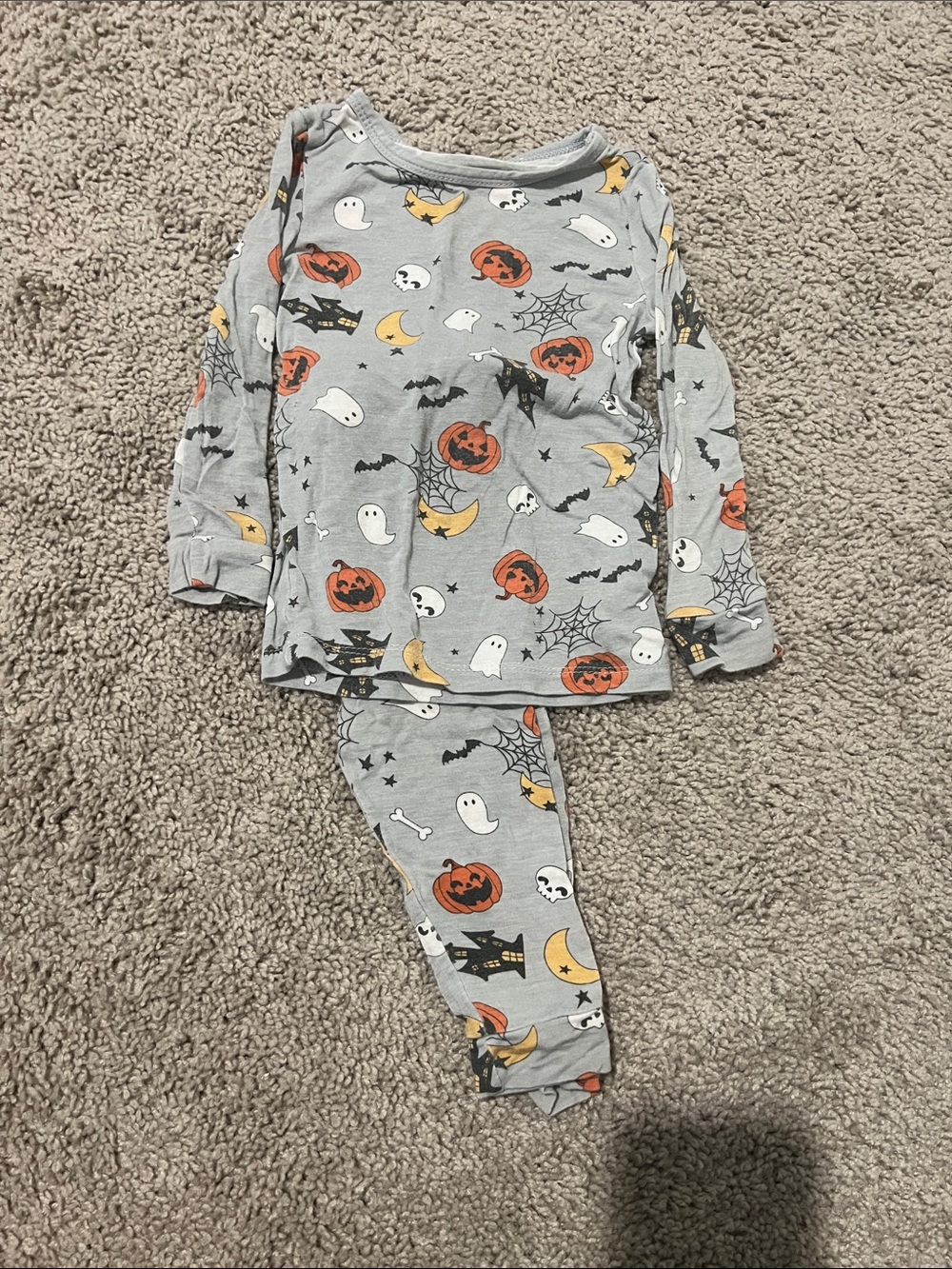 Milkberry Halloween Pumpkin & Ghost Pajama Set - Gray